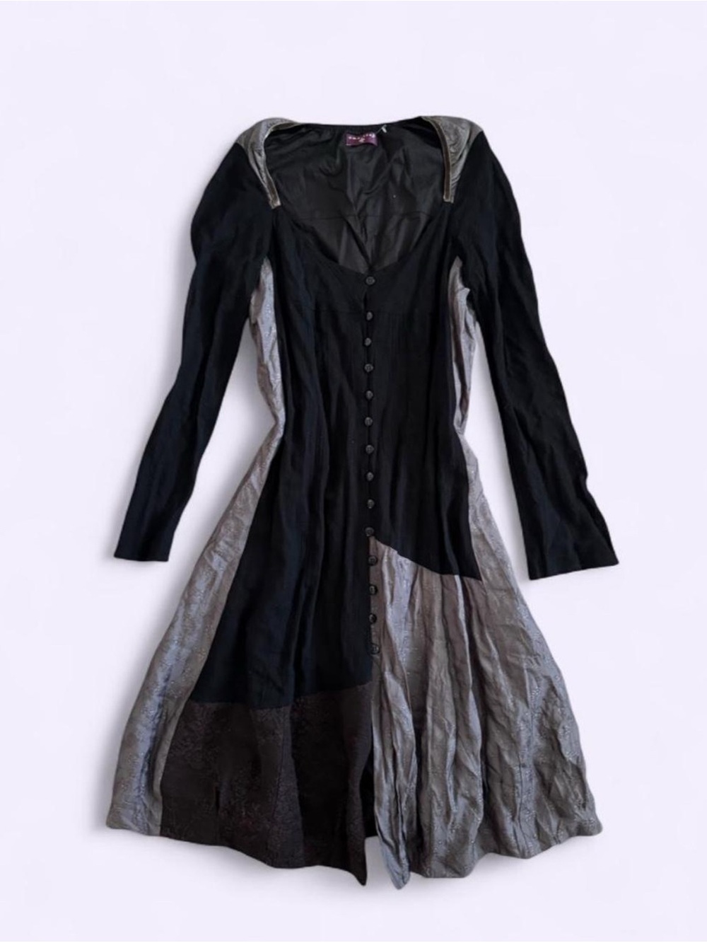 Unique Vintage One Step Multi Fabric Pinched Hem Dress Fairy Grunge Whimsy Goth
